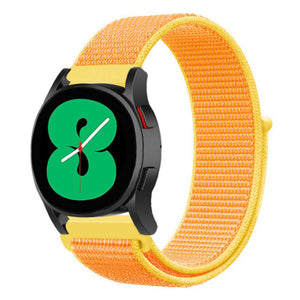 Nylon Strap, light yellow, on a watch, 3/4 front view
