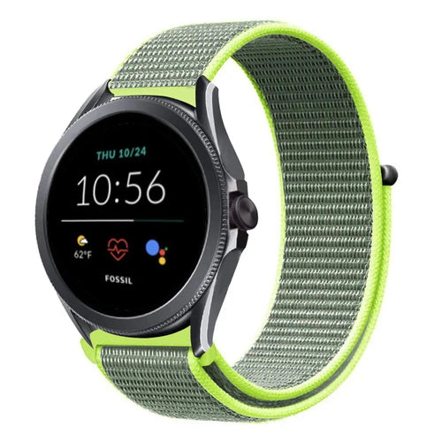 Nylon Strap, fluorescent, on a watch, 3/4 front view