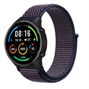 Nylon Strap, indigo, on a watch, 3/4 front view