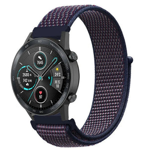 Nylon Strap, indigo, on a watch, 3/4 front view