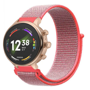Nylon Strap, pink/red, on a watch, 3/4 front view