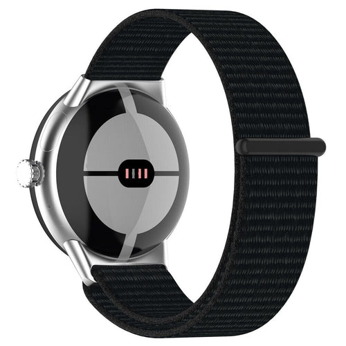 Nylon Strap, black, on a watch, 3/4 front view