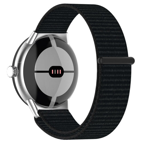 Nylon Strap, black, on a watch, 3/4 front view