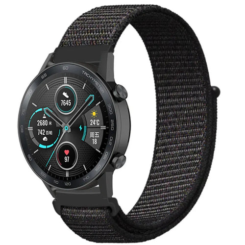 Nylon Strap, black, on a watch, 3/4 front view