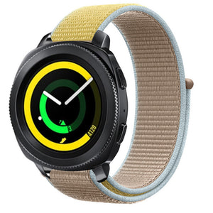 Nylon Strap, camel, on a watch, 3/4 front view