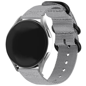 Nylon Buckle Strap, grey, on a watch, 3/4 front view