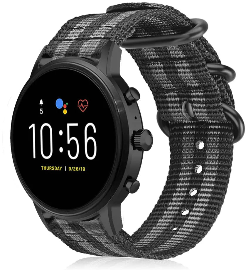 Bracelet nylon avec boucle Fossil Gen 4 Explorist HR (noir/gris)