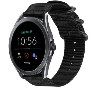Nylon Buckle Strap, black, on a watch, 3/4 front view