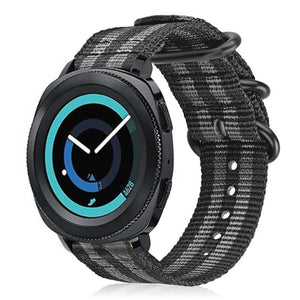 Nylon Buckle Strap, black/grey, on a watch, 3/4 front view
