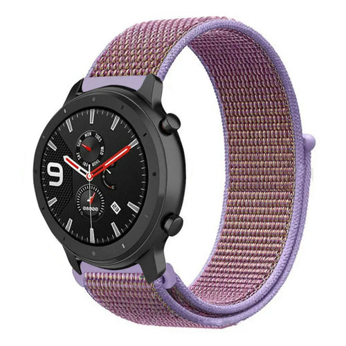 Nylon Strap, lilac, on a watch, 3/4 front view