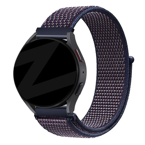 Nylon Loop Strap, indigo, on a watch, 3/4 front view