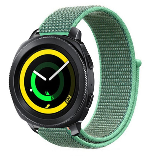 Nylon Strap, mint, on a watch, 3/4 front view