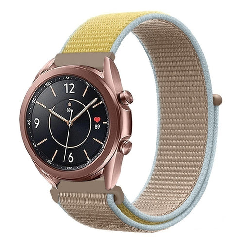 Nylon Strap, camel, on a watch, 3/4 front view