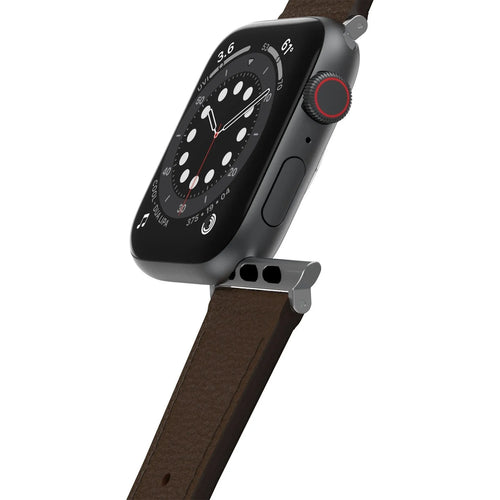 Otterbox Symmetry Cactus Leather, brown, on a watch, 3/4 front view