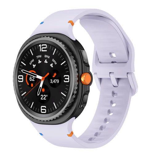 Silicone Strap, light purple, on a watch, 3/4 front view