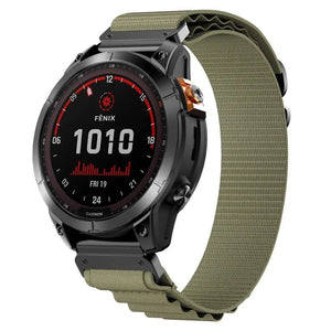 Alpine Nylon Strap, on a watch, 3/4 front view