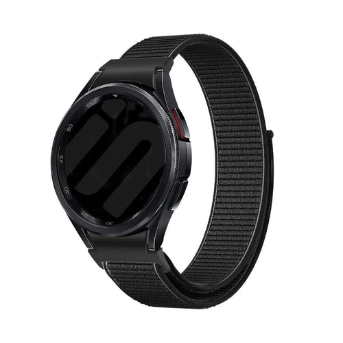 Nylon Strap 'One Push', black, on a watch, 3/4 front view