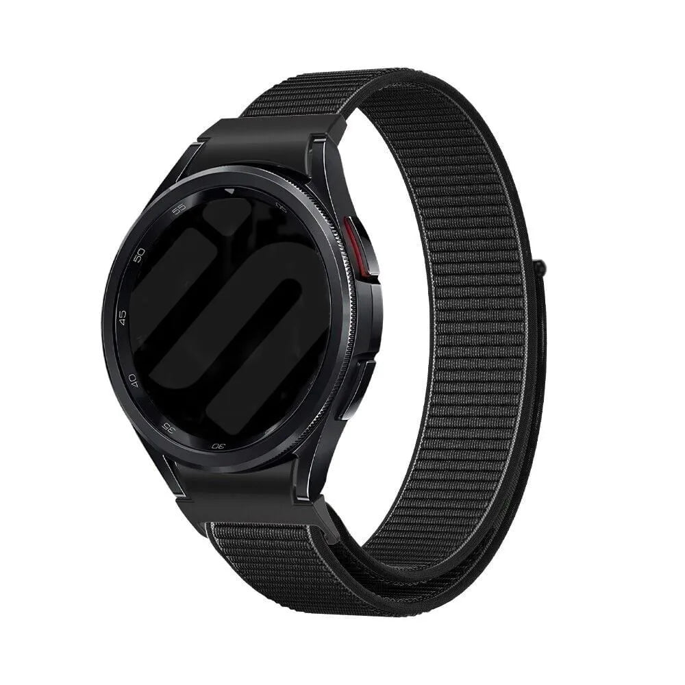 Nylon Strap 'One Push', black, on a watch, 3/4 front view