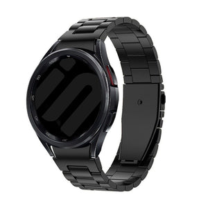 Steel Strap 'One Push', black, on a watch, 3/4 front view