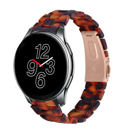 Metal Resin Strap, lava, on a watch, 3/4 front view