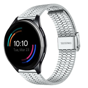 Fine Steel Strap, silver, on a watch, 3/4 front view