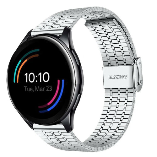 Fine Steel Strap, silver, on a watch, 3/4 front view