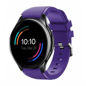 Twill Silicone Strap, purple, on a watch, 3/4 front view