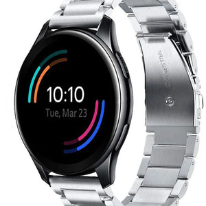 Titanium Strap, silver, on a watch, 3/4 front view