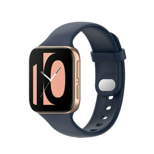 Silicone Strap, dark blue, on a watch, 3/4 front view