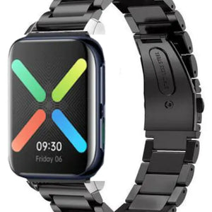 Steel Strap, black, on a watch, 3/4 front view