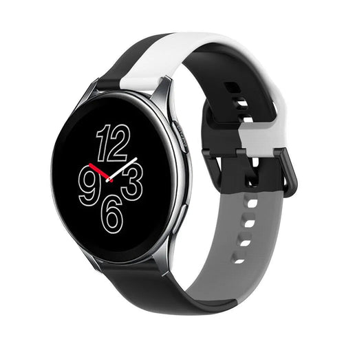 Silicone Triple Sport Strap, on a watch, 3/4 front view