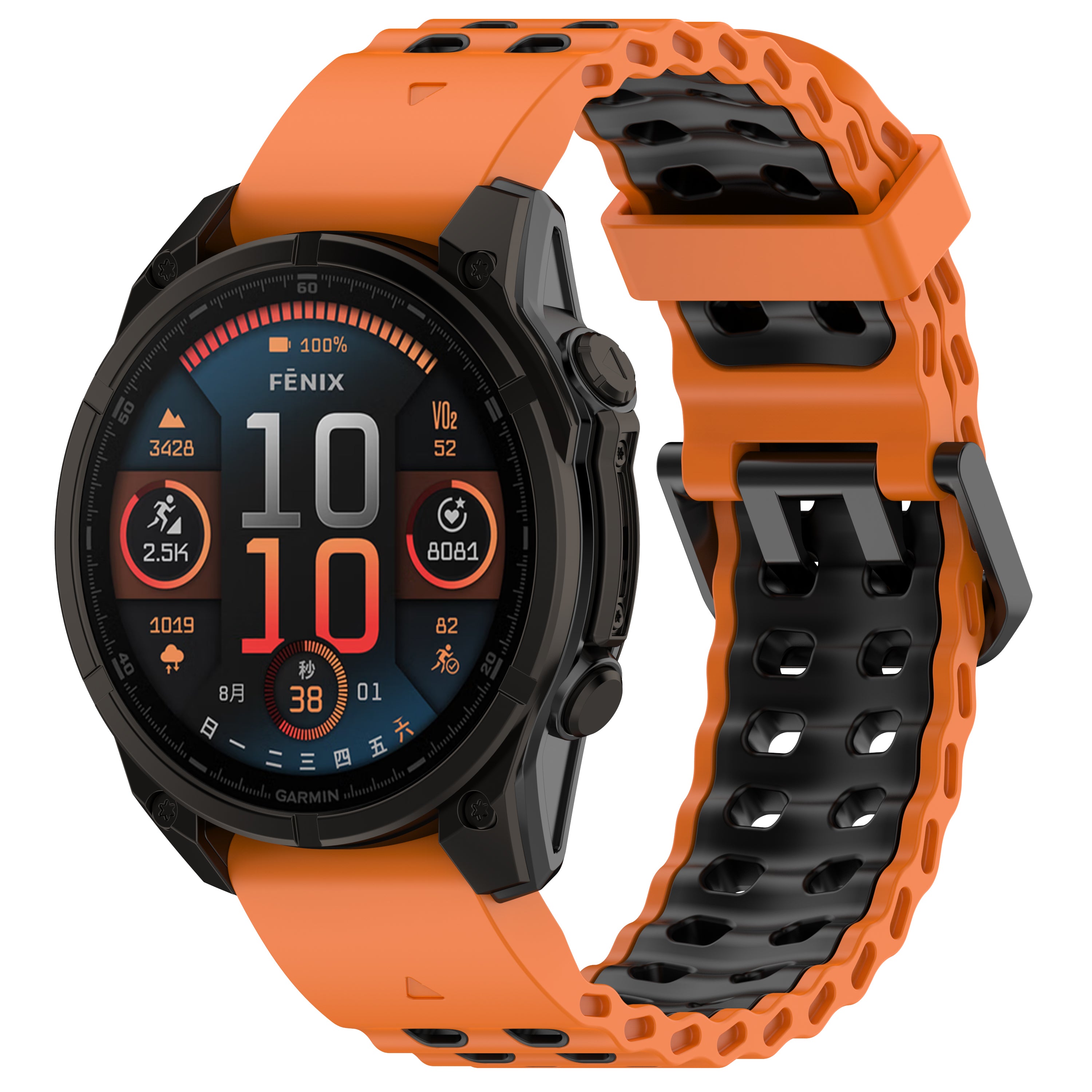 Bracelet sport ondulé Garmin Fenix 8 Pro - 51mm (orange/noir)