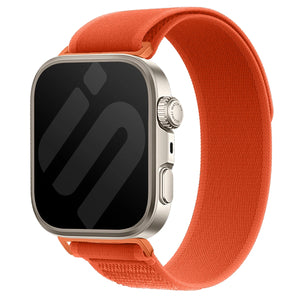 Trail Nylon Strap, orange, on a watch, 3/4 front view