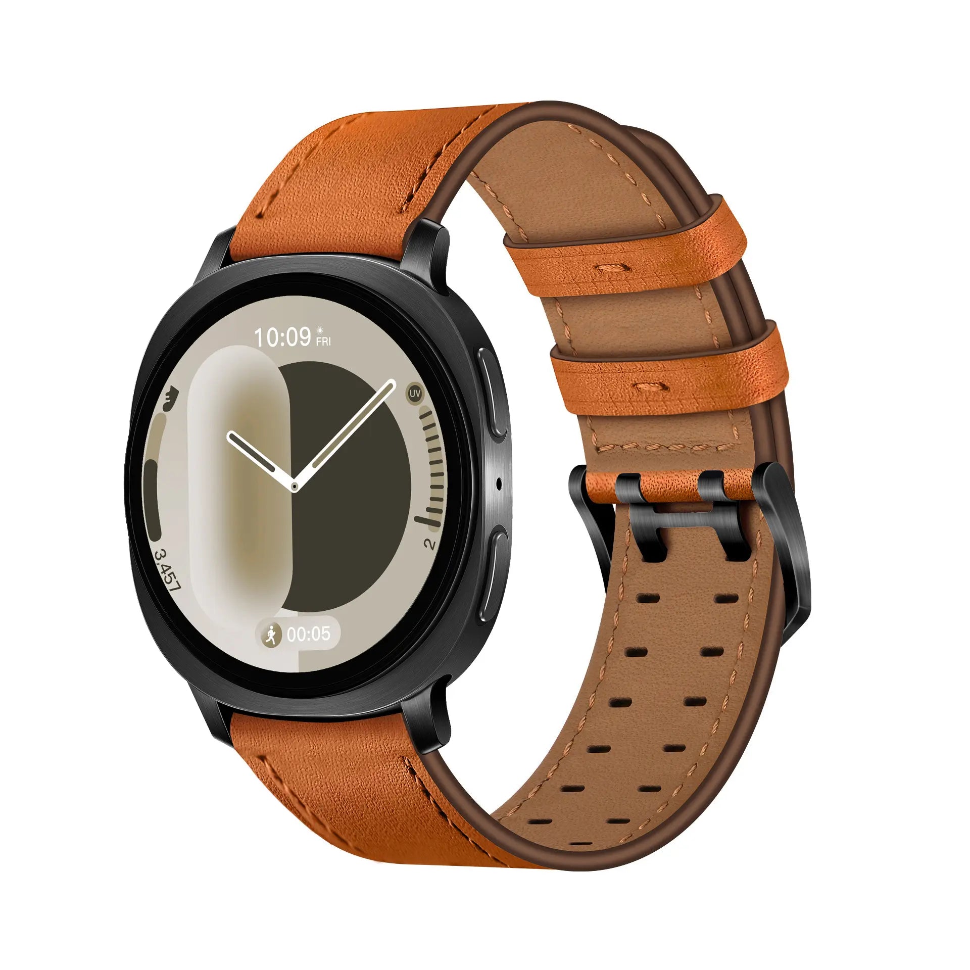 Bracelet cuir à double épingle Samsung Galaxy Watch 9 - 40mm (orange)