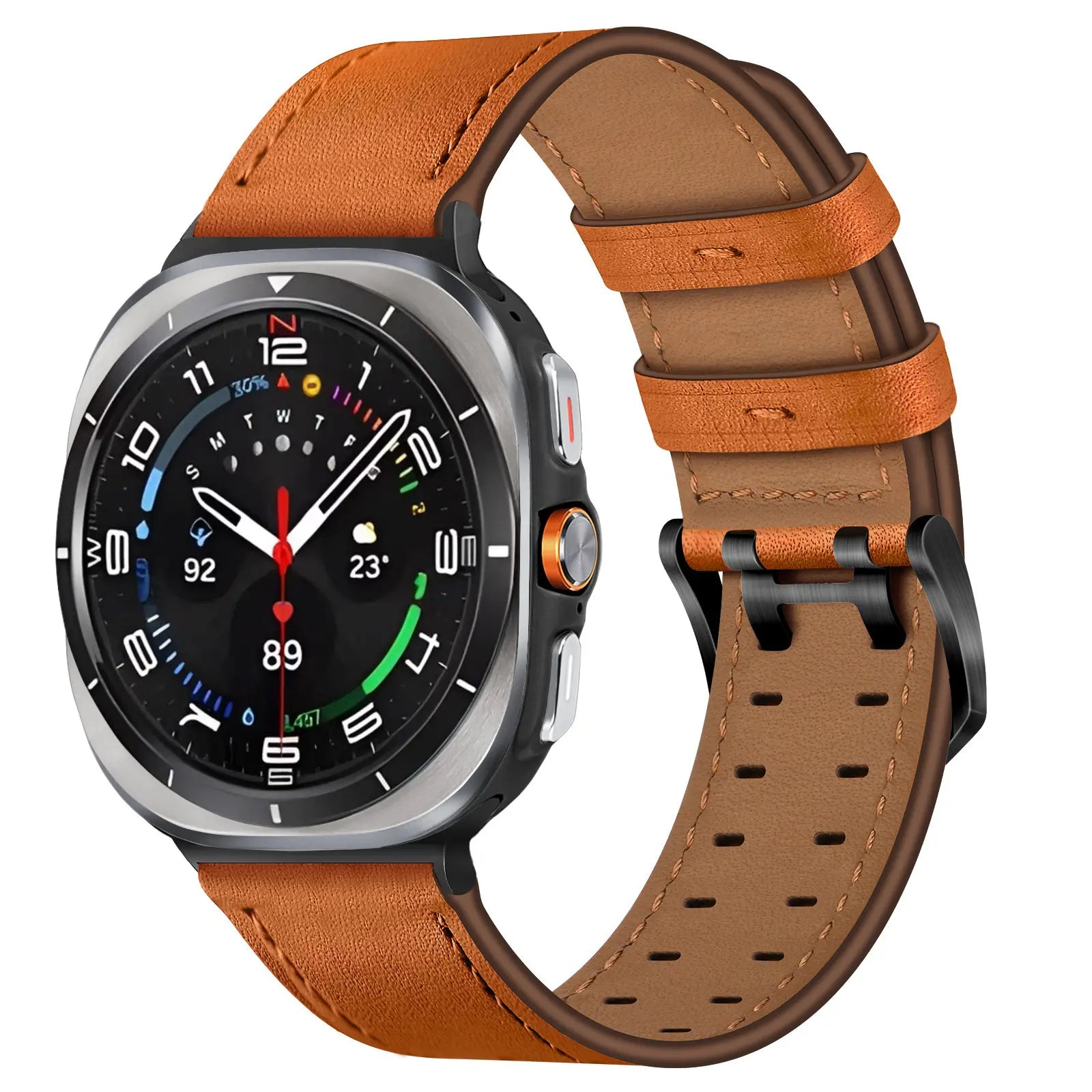 Bracelet cuir à double épingle Samsung Galaxy Watch Ultra 2 (orange)