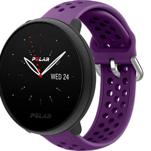 Breathable Silicone Strap, purple, on a watch, 3/4 front view