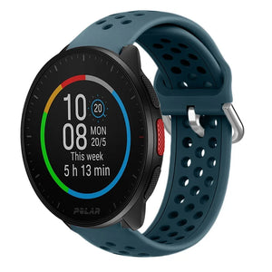 Breathable Silicone Strap, rock green, on a watch, 3/4 front view