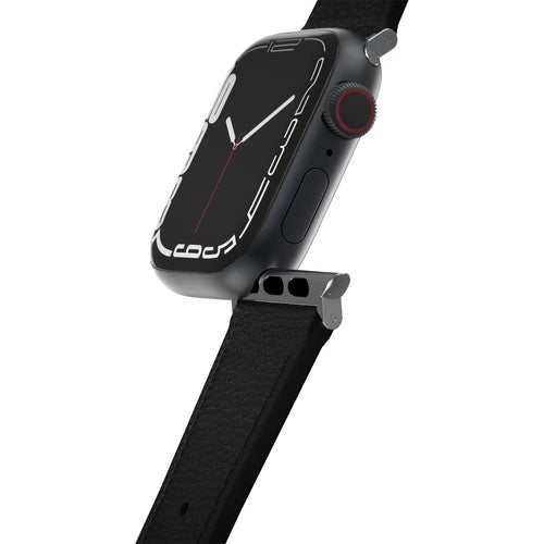 Otterbox Symmetry Cactus Leather, black, on a watch, 3/4 front view