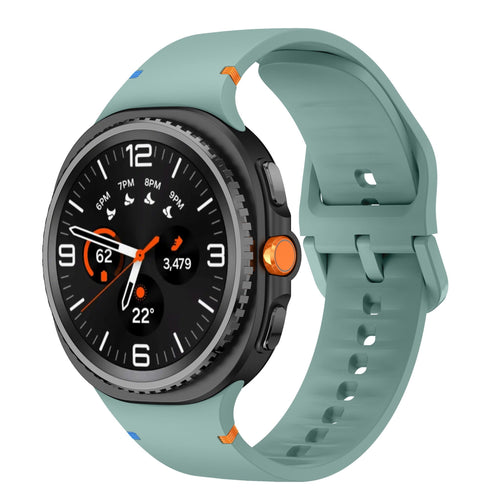 Silicone Strap, viridian, on a watch, 3/4 front view