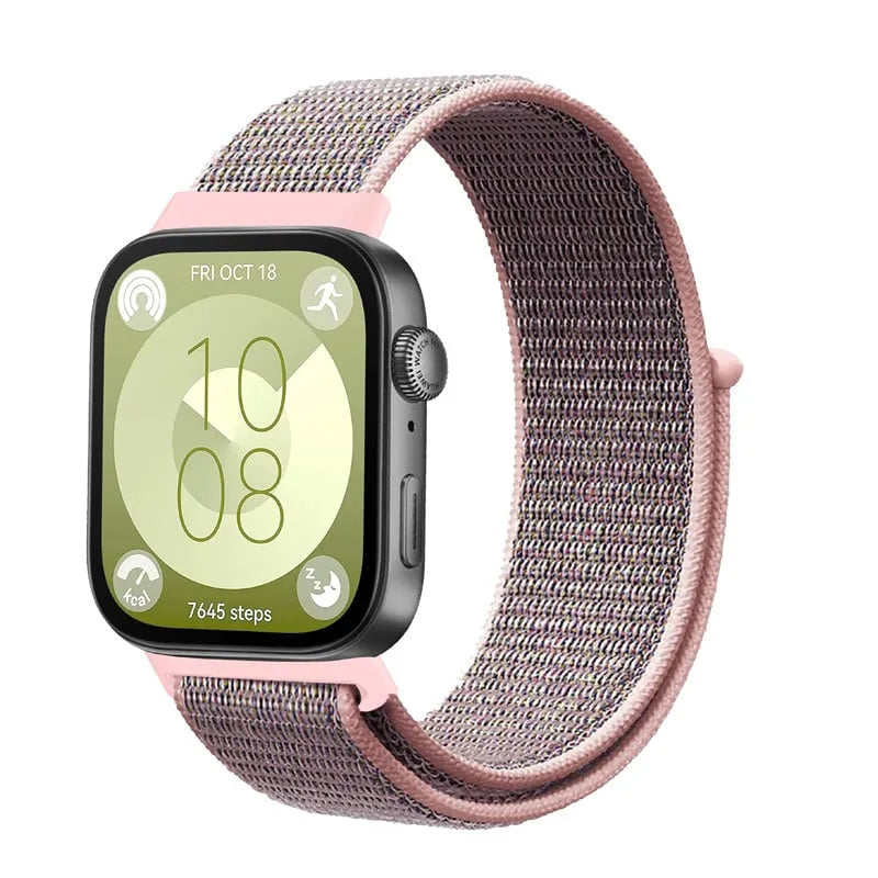 Nylon Strap, pink sand, on a watch, 3/4 front view