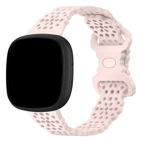 Patterned Silicone Strap, light pink, on a watch, 3/4 front view