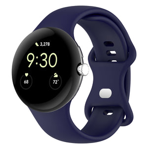 Silicone Classic Strap, dark blue, on a watch, 3/4 front view