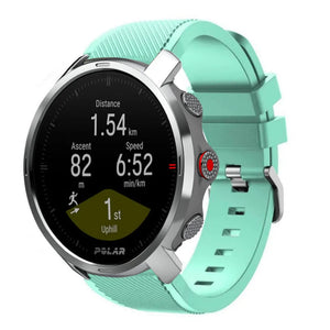 Twill Silicone Strap, aqua, on a watch, 3/4 front view