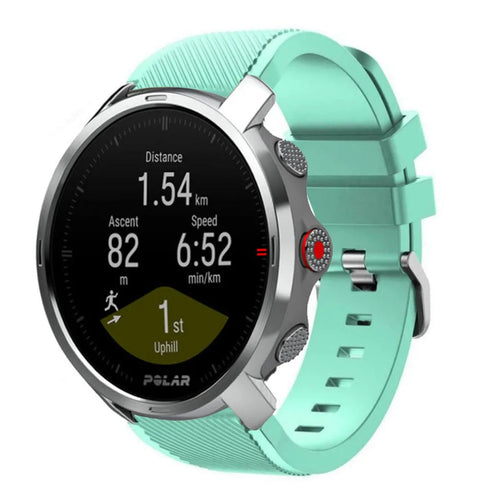 Twill Silicone Strap, aqua, on a watch, 3/4 front view