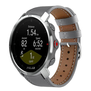 Modern Leather Strap, grey, on a watch, 3/4 front view