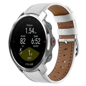 Modern Leather Strap, white, on a watch, 3/4 front view