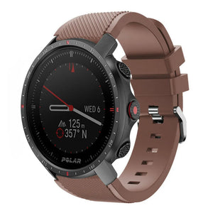 Twill Silicone Strap, brown, on a watch, 3/4 front view