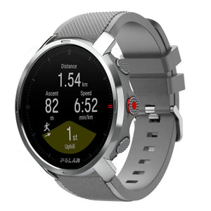 Twill Silicone Strap, grey, on a watch, 3/4 front view