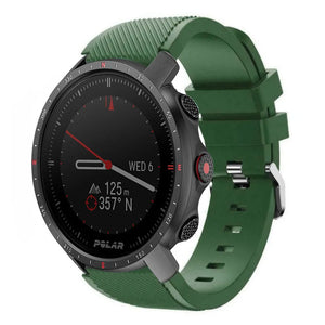 Twill Silicone Strap, army green, on a watch, 3/4 front view
