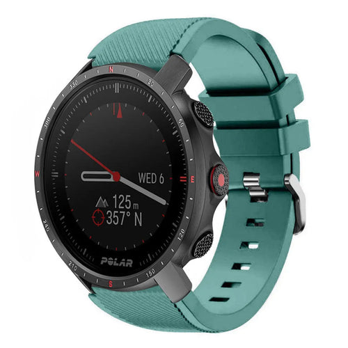 Twill Silicone Strap, viridian, on a watch, 3/4 front view